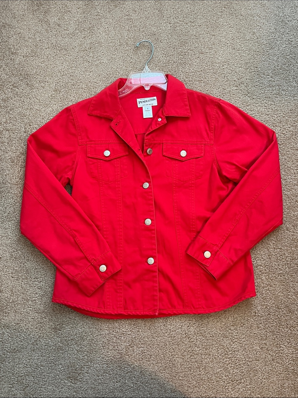 Pendleton Women's Red Cotton Denim Jacket Size S
